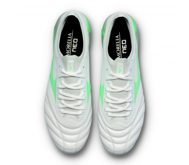 MIZUNO MORELIA NEO IV BETA ELITE FG White-Neon Green-Cool Gray P1GA254237